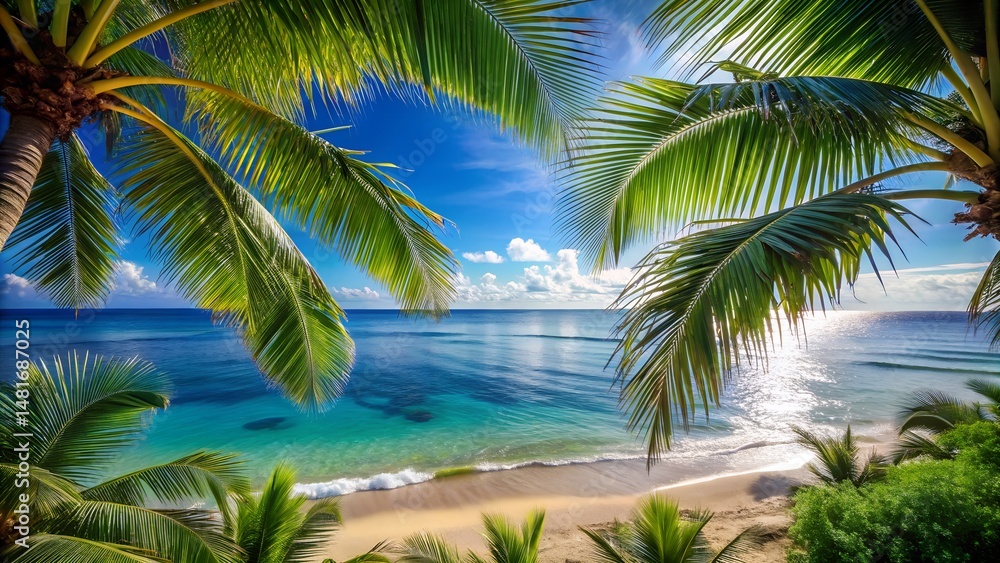 tropical beach with palm trees tropical beach with palm trees