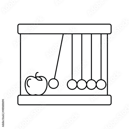 newtons cradle lineal icon with white background vector stock illustration