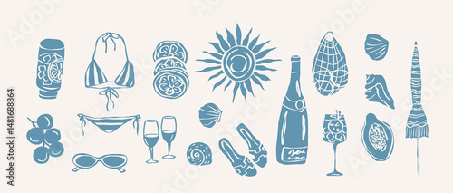 Wallpaper Mural Flat vector doodle summer vacation elements Torontodigital.ca