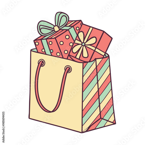 Vector illustration of holiday package with gift boxes, presents