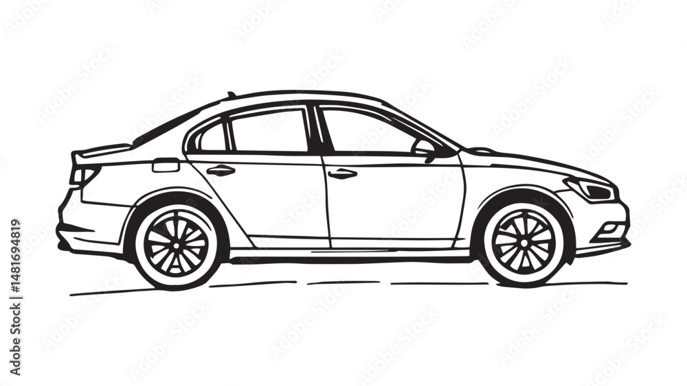 Obraz premium Sedan line art