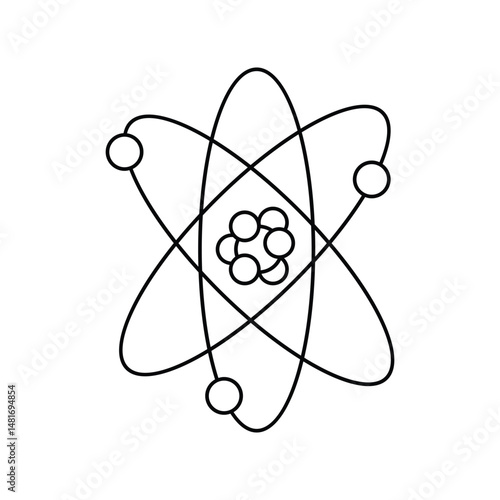 atom lineal icon with white background vector stock illustration