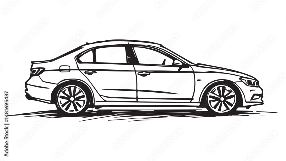 Fototapeta premium Sedan line art