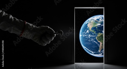 3D Astronaut Opening Door t...
