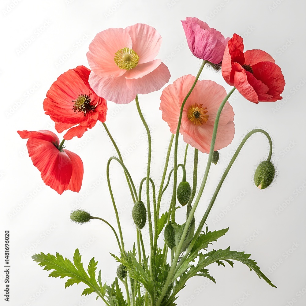 Naklejka premium red poppies isolated on white