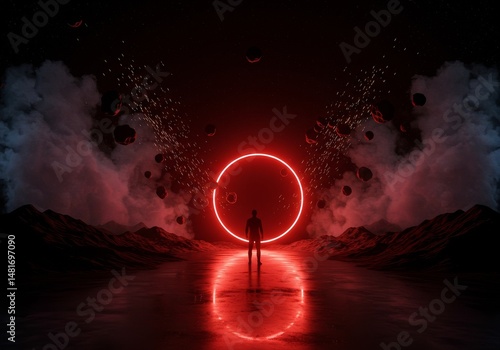 3D Render of Man Silhouette...