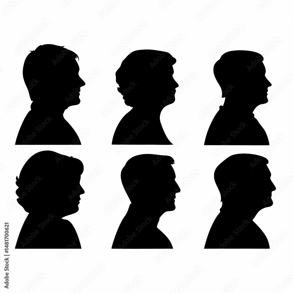 silhouette of male and female avatars vector art silhouette of male and female avatars vector art