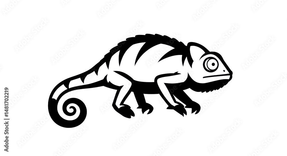 Fototapeta premium Chameleon in silhouette a reptile design