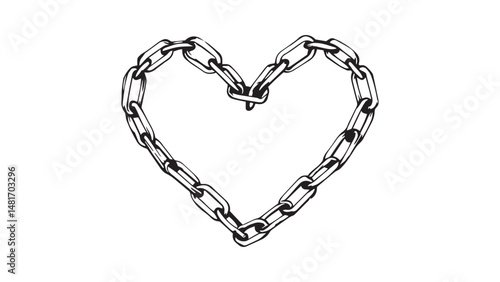 Heart-shaped design made of chain line art