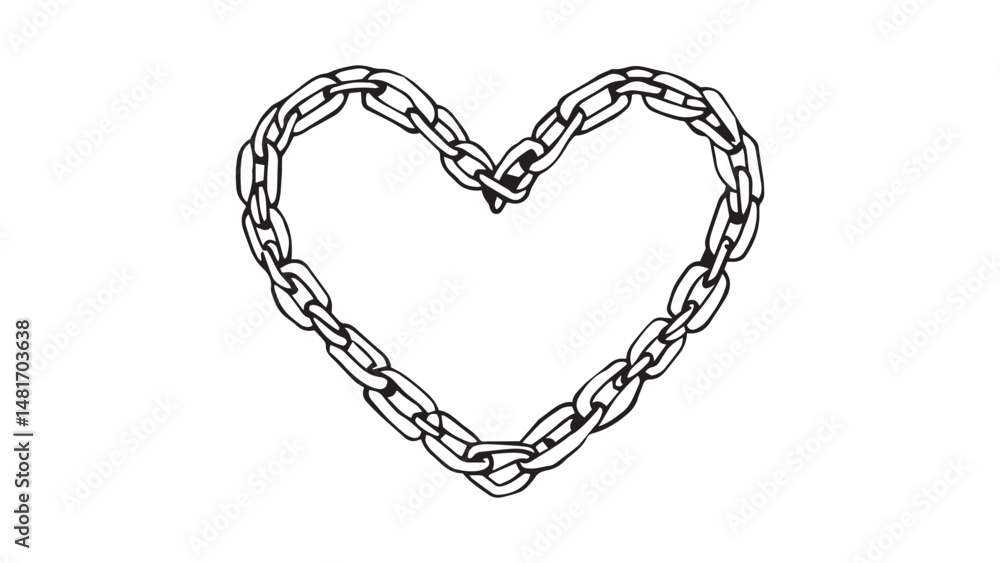 Fototapeta premium Heart-shaped design made of chain line art