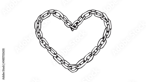Heart-shaped design made of chain line art