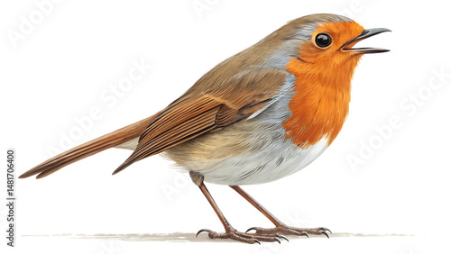 plucky bird isolated on white background PNG. AI GENERATED