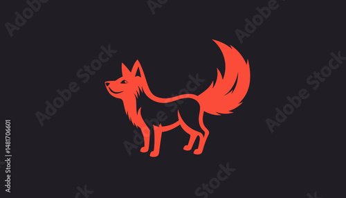 Fox silhouette standing on dark background