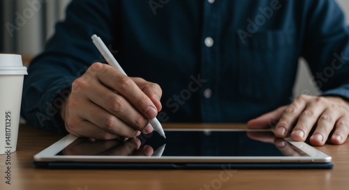Photo Man Uses Digital Pen ...