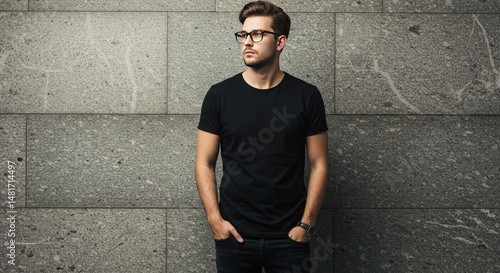 Photo of a Man in Black T-S...