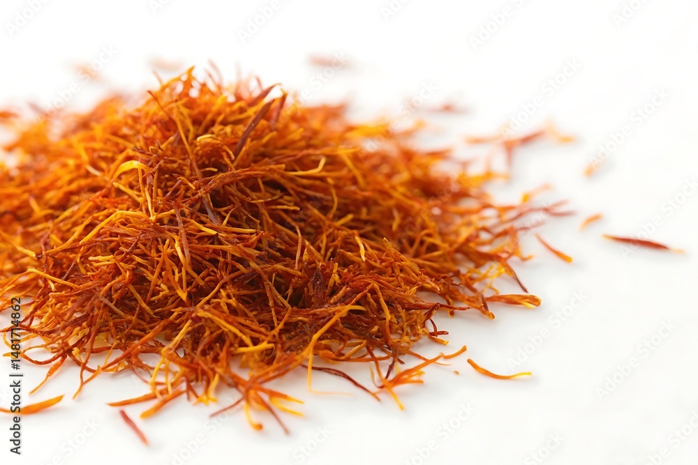 Fototapeta premium Premium saffron threads in close-up – aromatic red spice detail