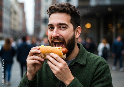 Photo of Bearded Man Eating...