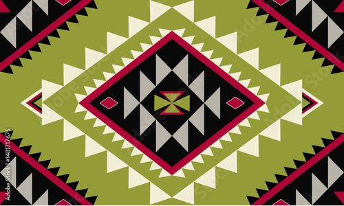 Navajo tribal vector seamless pattern. Native American ornament. Ethnic South Western decor style. Boho geometric ornament. Vector seamless pattern. Mexican blanket, rug. Woven carpet illustration.