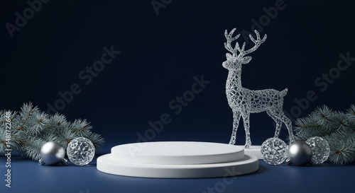 3D Christmas Podium With Si...