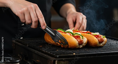 Photo of Chef Grilling Hot ...