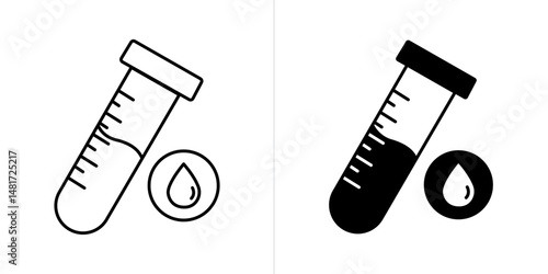 Blood Sample line and solid web icon set. Vector illustration