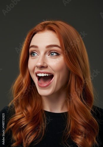 Photo of Excited Redhead Wo...