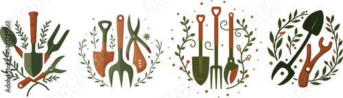 gardening tools vector, garden equipment set, 