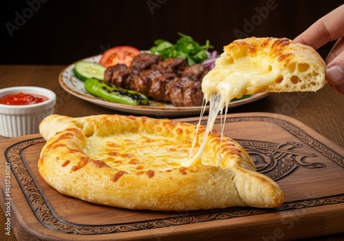 Photo of Freshly Baked Khachapuri with Melted Cheese