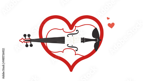 Heart shape with violin illustration