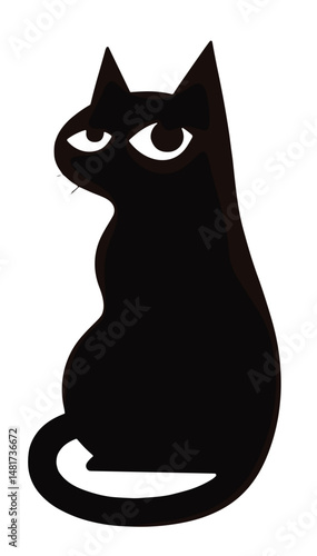Wallpaper Mural Black cat silhouette sitting gracefully Torontodigital.ca