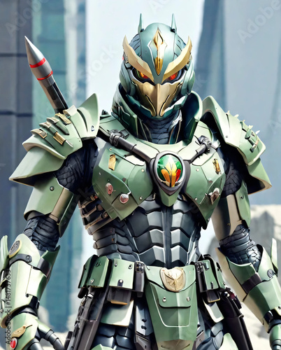 Eagle-Armored Warrior of the Wind is a fierce warrior clad in eagle-themed armor, swift and graceful like the wind, soaring through battles with unshakable resolve and unmatched speed. AI-Generated