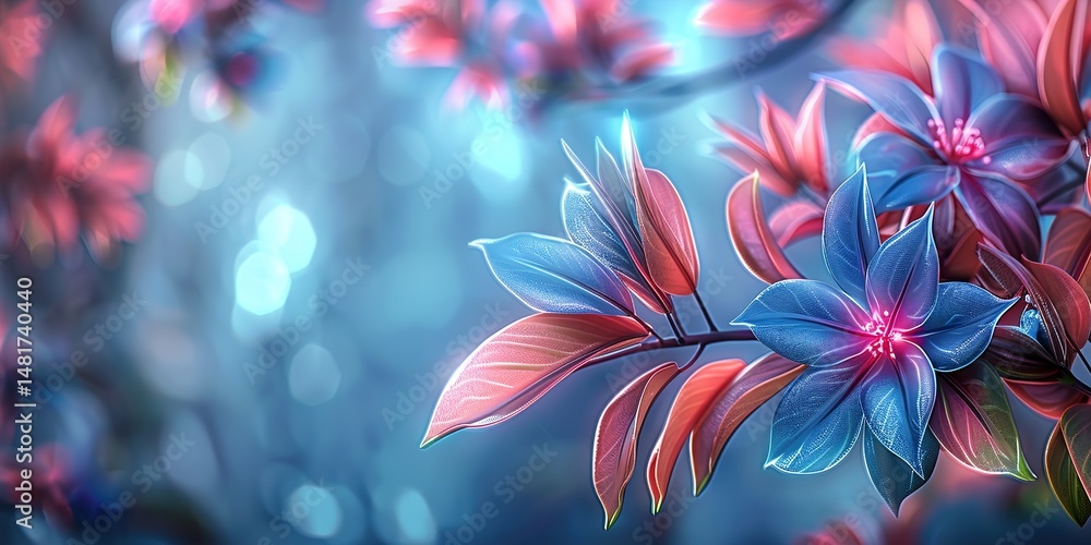 Fototapeta premium red and blue flowers