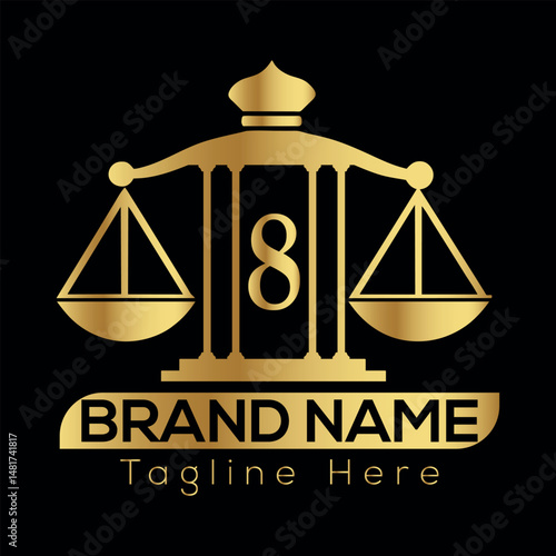 Justice scale symbol on Black background with legal and balance concept 8 logo Design 