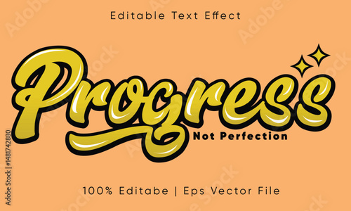 Progress Not Perfection: Shiny Gold Script Editable Text Effect - Motivational Vector Typography