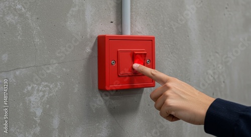 Photo of Hand Pressing Red ...