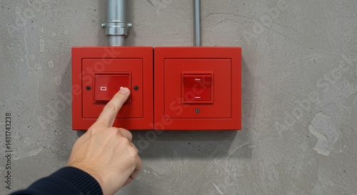 Photo of Hand Pressing Red ...