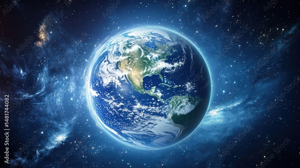 Fototapeta premium A Stunning View of Earth from Space: Our Beautiful Planet in a Cosmic Scene