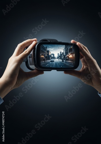 Photo of Hands Holding VR H...