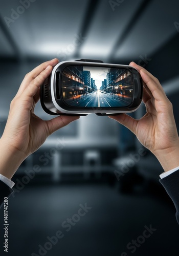 Photo of Hands Holding VR H...