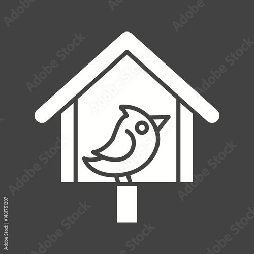 Bird in Bird House icon vector image. Suitable for mobile apps, web apps and print media.
