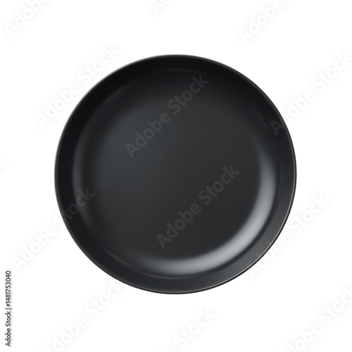 Simple black plate isolated on transparent or white background. A high resolution PNG image of Simple black plate.
