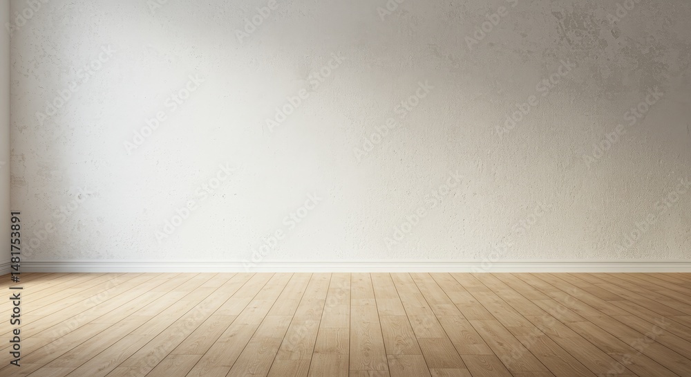 3D Illustration Empty Room White Wall Wooden Floor 3D Illustration Empty Room White Wall Wooden Floor