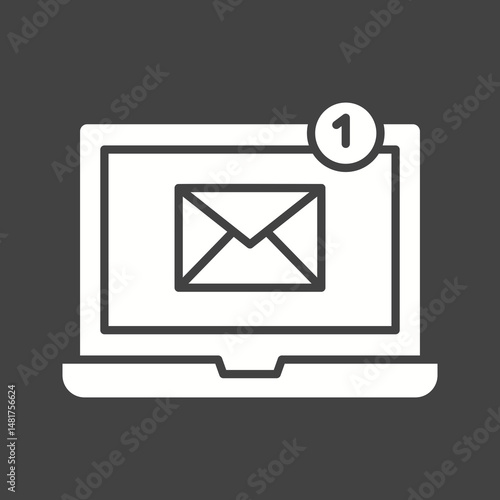 Email on Laptop icon vector image. Suitable for mobile apps, web apps and print media.