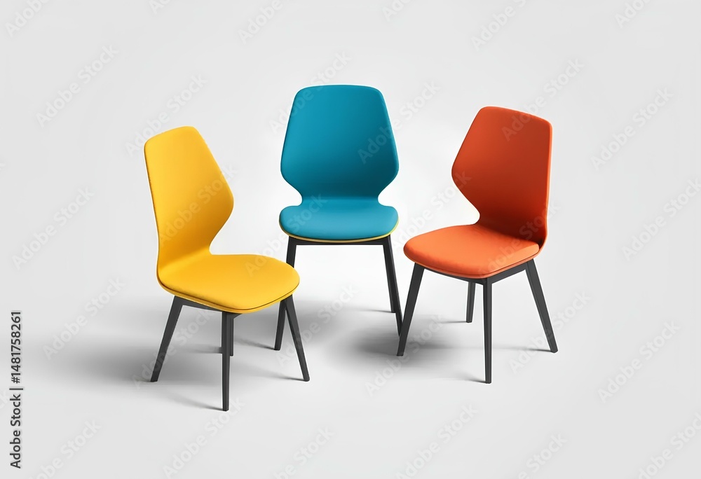 Obraz premium Inclusive Workplace seating option showcasing diversity through colorful chairs