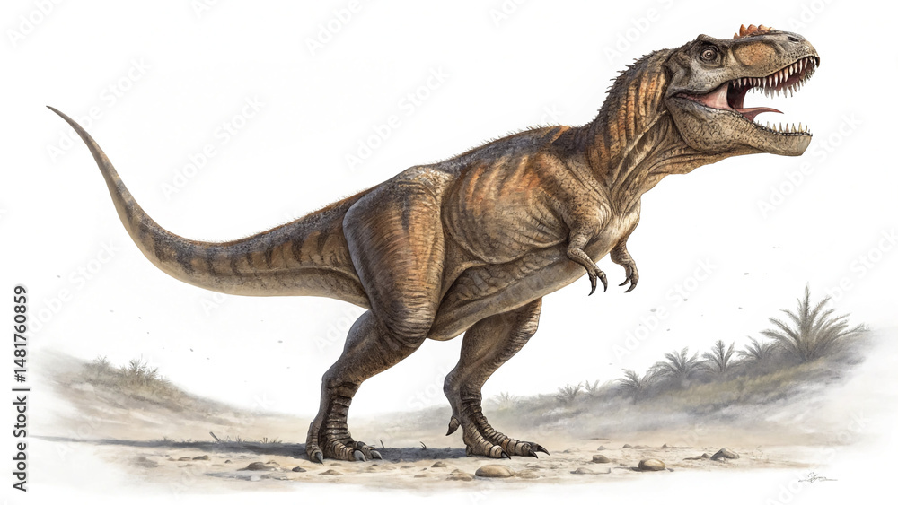 Fototapeta premium 3D Rendering of Tyrannosaurus Dinosaur – Realistic Isolated Model on White Background