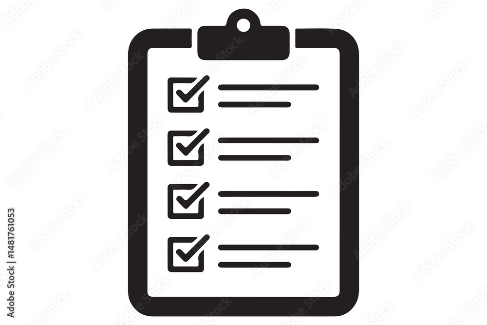 Simple checklist icon on clipboard silhouette vector illustration
Simple checklist icon on clipboard silhouette vector illustration