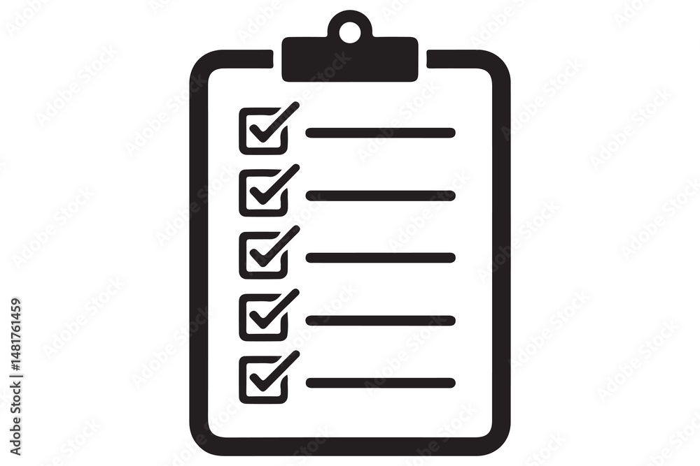 Simple checklist icon on clipboard silhouette vector illustration
Simple checklist icon on clipboard silhouette vector illustration