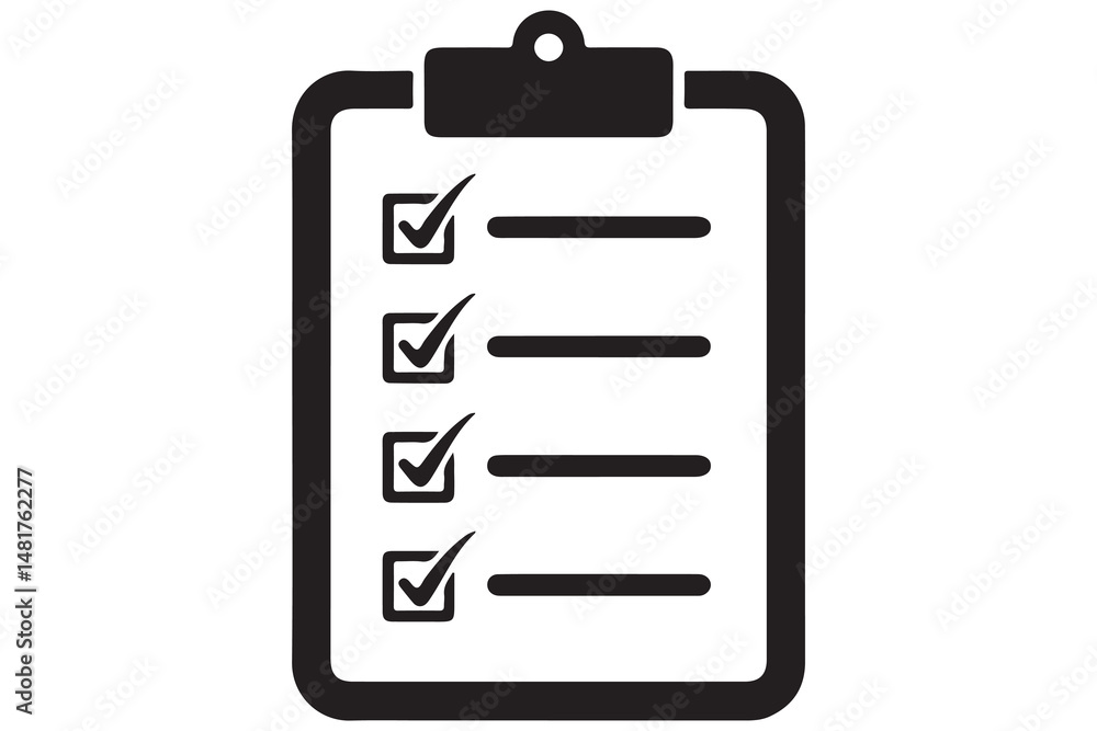 Simple checklist icon on clipboard silhouette vector illustration
Simple checklist icon on clipboard silhouette vector illustration