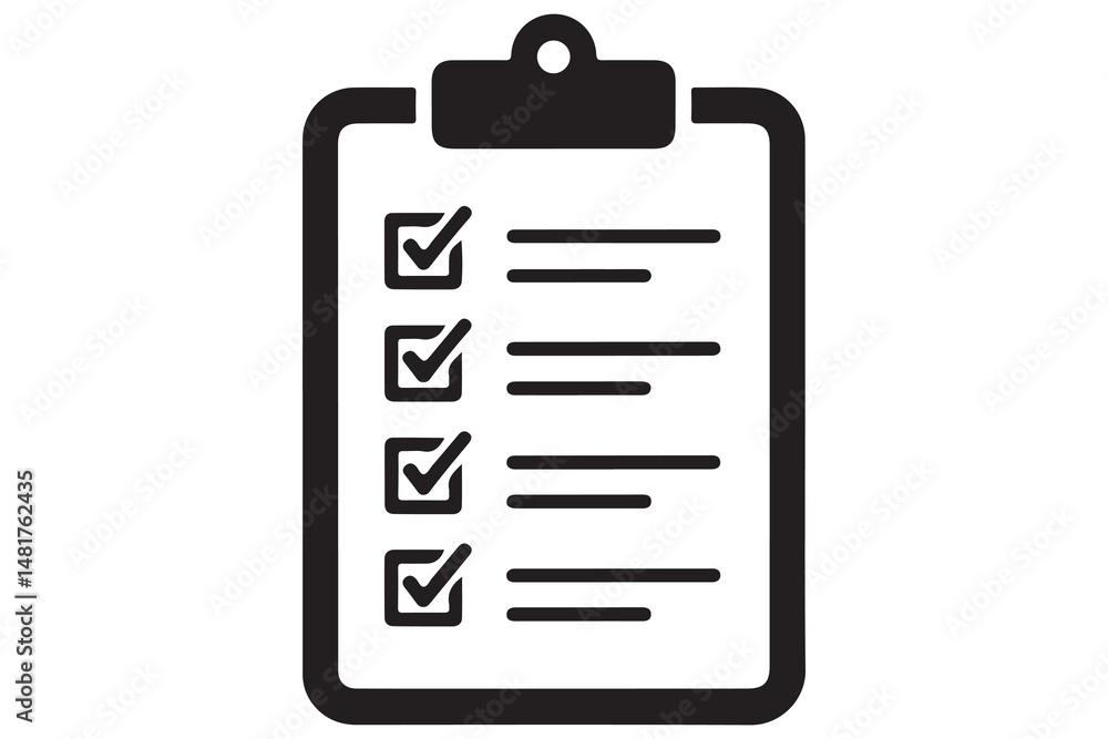 Simple checklist icon on clipboard silhouette vector illustration
Simple checklist icon on clipboard silhouette vector illustration