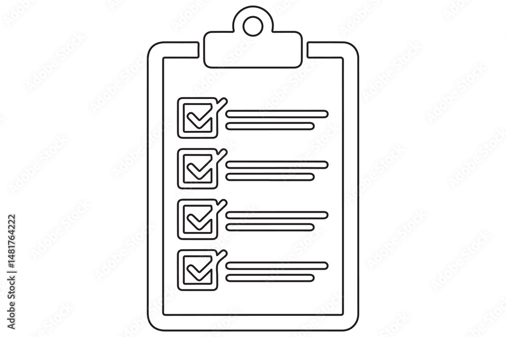 Continuous line art drawing of checklist clipboard icon vector illustration
Continuous line art drawing of checklist clipboard icon vector illustration